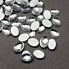 Transparent Faceted Oval Acrylic Hotfix Rhinestone Flat Back Cabochons for Garment Design GACR-Q004-10x14mm-01-1