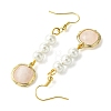 Shell Pearl & Natural Rose Quartz Dangle Earrings EJEW-JE05995-4