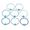 8Pcs Glass Seed Beaded & Synthetic Turquoise Turtle Beaded Stretch Bracelets Set for Women BJEW-MZ00319-2