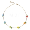 Rainbow Color Glass Beaded Flower Necklaces NJEW-TA00173-01-4