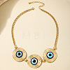 Alloy Enamel Triple Blue Evil Eye Bib Necklaces for Women FS-WG87187-04-1
