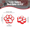 HOBBIESAY 20Pcs 2 Colors Dog Paw Print Food Grade Eco-Friendly Silicone Beads SIL-HY0001-30-2