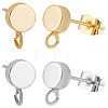 20Pcs 2 Colors Flat Round Brass Stud Earring Finding KK-BBC0013-38-1