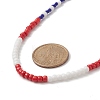 Independence Day Glass Beaded Necklace with 304 Stainless Steel Clasp for Women NJEW-TA00064-3