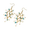 304 Stainless Steel & Natural Freshwater Shell & Agate Cluster Chandelier Earrings for Women EJEW-JE07468-4