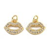 Rack Plating Brass Micro Pave Clear Cubic Zirconia Charms KK-U030-03G-1