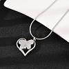 304 Stainless Steel Micro Pave Clear Cubic Zirconia Butterfly Heart Pendant Pet Urn Ashes Necklaces NJEW-S455-10P-3
