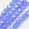Faceted(32 Facets) Electroplate Glass Beads Strands X-EGLA-J042-8mm-AB02-1