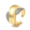 Rack Plating Brass Micro Pave Clear Cubic Zirconia Cuff Rings for Women RJEW-G325-13A-GP-1