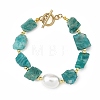 Raw Natural Amazonite and Oval Shell Pearl Beaded Bracelets BJEW-JB14389-3
