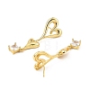 Rack Plating Brass Heart Dangle Stud Earrings with Cubic Zirconia EJEW-L261-009G-2