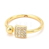 Brass Micro Pave Cubic Zirconia Cuff Ring RJEW-F118-15-2