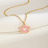 201 Stainless Steel Enamel Flower Pendant Cable Chain Necklaces for Women WGBABBD-01-1