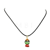 Handmade Lampwork Fish Pendant Black Waxed Cord Necklaces NJEW-JN06331-4