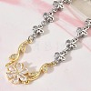 Brass Micro Pave Cubic Zirconia Link Chain Bracelets for Women BJEW-C156-04A-01GP-3