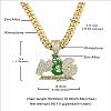 Hiphop Style Zinc Alloy Full Crystal Rhinestone Enamel Letter MG Green Money Bag Pendant Cuban Link Chain Necklaces for Men WGCD60A-01-1