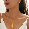 Vintage Brass Flower Stud Earrings & Pendant Necklaces Sets for Women ZA3749-1