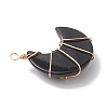 Natural Obsidian Copper Wire Wrapped Pendants PALLOY-JF02685-02-4