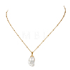 Nuggets Natural Baroque Keshi Pearl Pendant 304 Stainless Steel Satellite Chain Necklaces for Women NJEW-JN06030-2