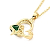 Cubic Zirconia Heart with Word Love Pendant Necklace NJEW-F293-02C-G-3