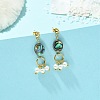 Abalone Shell/Paua Shell & Shell Pearl Beads Dangle Earrings EJEW-JE07327-01-1
