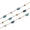 Handmade 304 Stainless Steel Synthetic Turquoise Column Link Chains CHS-L032-19G-1