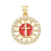 Religion Cross Brass Micro Pave Clear Cubic Zirconia Pendants CU-CBA83A6-03E-G03-1