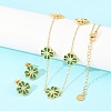 304 Stainless Steel with Resin Flower Link Chain Necklaces & Stud Earrings SJEW-Z005-02G-02-1