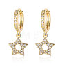 Clear Cubic Zirconia Star Dangle Hoop Earrings EJEW-OY001-18G-1