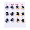 6 Pairs 304 Stainless Steel Pave Cubic Zirconia Stud Earrings SA-CBADCF0-04GP-02-4