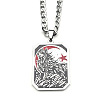 304 Stainless Steel Enamel Black Wolf Dog Tag Pendant Necklaces for Men WG9808E-01-5
