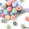 30Pcs Flocky Opaque Acrylic Beads OACR-YW0004-38D-1