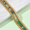 304 Stainless Steel & Glass Wheat Chain Double Layers Bracelets for Women BJEW-F540-08G-6