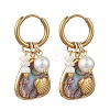 Abalone Shell Pendant Necklace & Hoop Earrings with Shell Pearl & Natural Freshwater Pearls SJEW-JS01379-01-3