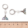 Paua Shell & 202 Stainless Steel Huggie Hoop Earrings EJEW-JE06964-02-3