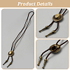 1Pc West Cowboy Hat Tibetan Style Alloy Pendant Black PU Leather Cord Bolo Tie Lariat Necklaces NJEW-GF0001-24B-6