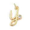 Brass Micro Pave Clear Cubic Zirconia Charms KK-D289-66G-Y-1