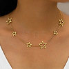 304 Stainless Steel Star Link Chain Necklaces for Women FS-WGF136C-01-2