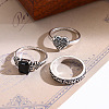 Retro Alloy & Rhinestone Finger Rings Set FS-WG9572E-01-1