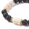 3Pcs 3 Style Natural & Synthetic Mixed Gemstone Beaded Stretch Bracelets Set with Buddhist Head for Women BJEW-JB08498-7