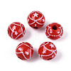 Christmas Spray Painted Schima Wood Beads WOOD-T032-35E-1