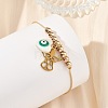 Religion Natural Shell Enamel Evil Eye and Stainless Steel Charm Nylon Cord Braided Bracelets BJEW-JB14285-3