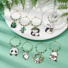 8Pcs 8 Styles Panda Alloy Enamel Wine Glass Charms AJEW-JO00211-2