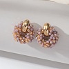 Iron & Glass Bead Ring Stud Earrings FS-WG96D15-04-1
