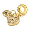 Rack Plating Brass Micro Pave Clear Cubic Zirconia European Dangle Charms KK-I718-21B-G-2