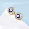 Blue Evil Eye Brass Stud Earrings ZIRC-Z017-01G-1