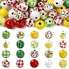 100Pcs 10 Styles Spray Painted Round Natural Schima Wood Beads WOOD-YW0001-85-2