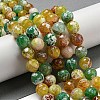 Faceted Natural Fire Crackle Agate Beads Strands G-F447-12mm-M01-2