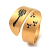 Dandelion 304 Stainless Steel Enamel Open Cuff Rings RJEW-S415-06G-2