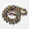 Half Plated Crystal Glass Oval Beads Strands EGLA-F027-C03-2